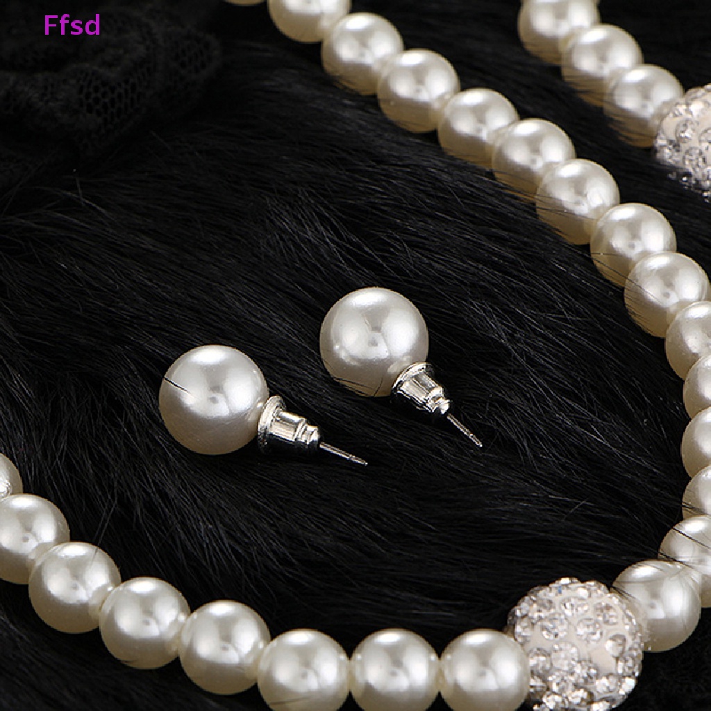 {Ffsd} Bộ Trang Sức Trang Sức Vòng Cổ Bông Tai Ngọc Trai Thời Trang Cho Cô Dâu Trong Tiệc Cưới Bán