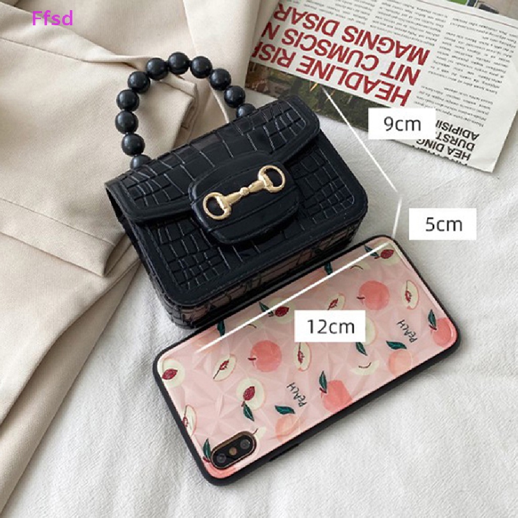 {Ffsd} 1 Túi Xách Đeo Chéo Mini Bằng PVC Họa Tiết Da Cá Sấu Đính Ngọc Trai * Hàng Bán Chạy