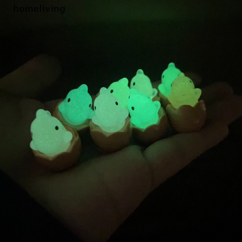 Bộ 2 Mô Hình Khủng Long Hoạt Hình Mini Bằng Nhựa Resin Dạ Quang Trang Trí Nhà Cửa / Xe Hơi