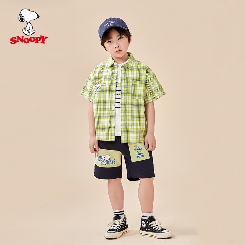 Áo sơ mi bé trai hàng quảng châu họa tiết kẻ năng động,tươi mới vải cotton