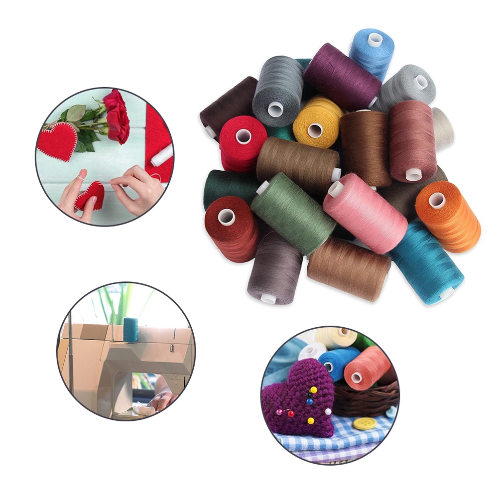 Set 49 Cuộn Chỉ Polyester 1000 Kích Thước Với 25 Lõi Màu Có Thể Sử Dụng Cho Máy May Thủ Công DIY