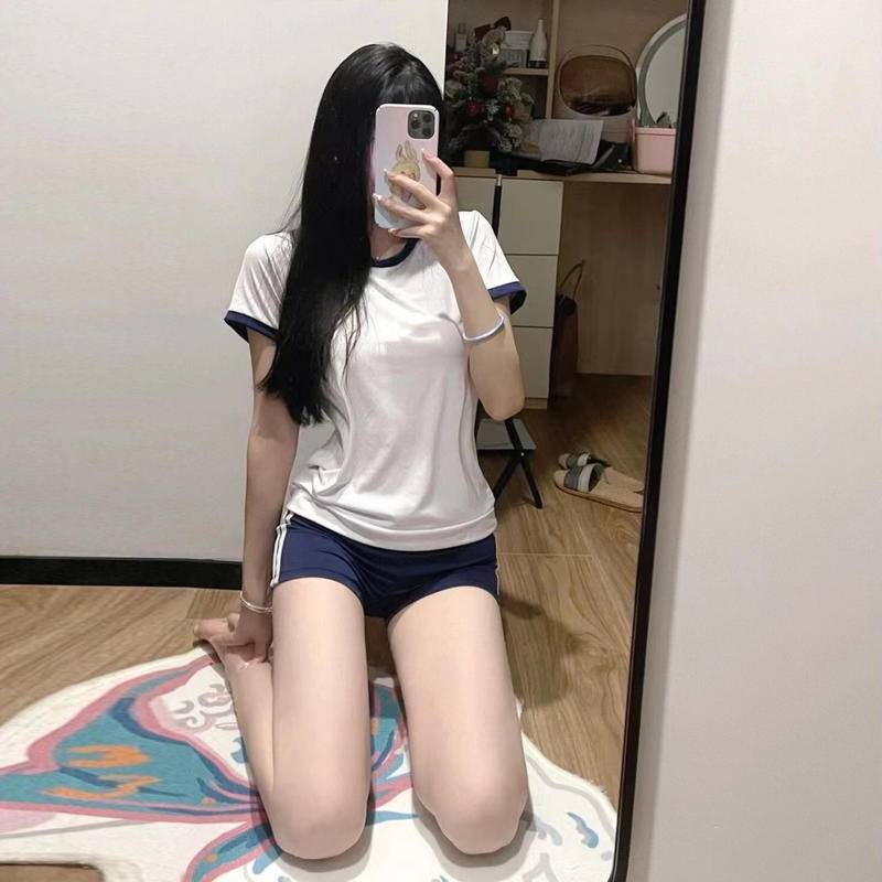 Slightly fat Japanese sports clothes JK uniform Japanese gymnastics clothes cheerleading team clothes cosplay two yuan role play Japanese college physical education gym clothes Japanese girls college style cute