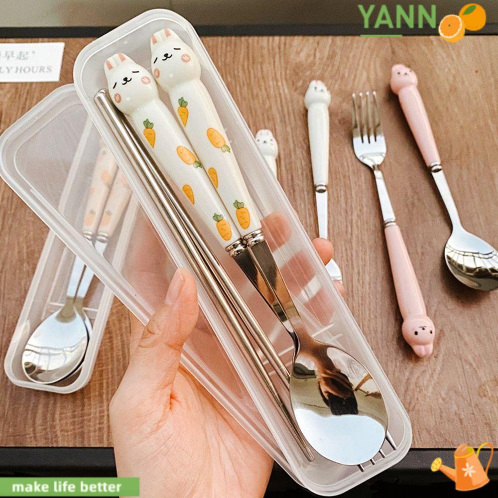 Bộ Dụng Cụ Ăn Uống 3 Trong 1 Bằng Thép Không Gỉ Tiện Lợi Cho Dã Ngoại
