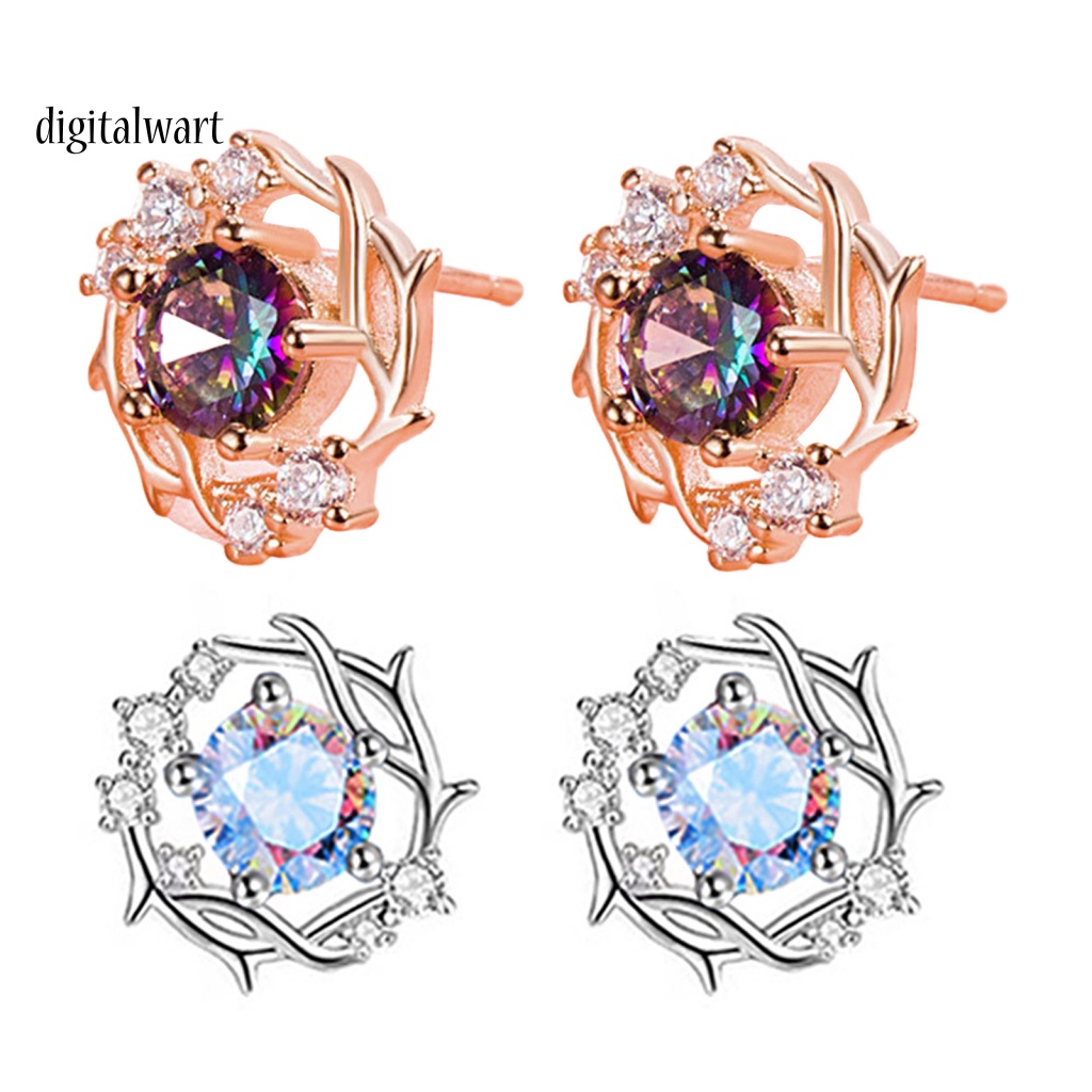 Kỹ Thuật Số| 1 Đôi Bông Tai Hình Hoa Tuyết Đính Đá Nhiều Màu Không Gây Dị Ứng Thời Trang Cho Nữ