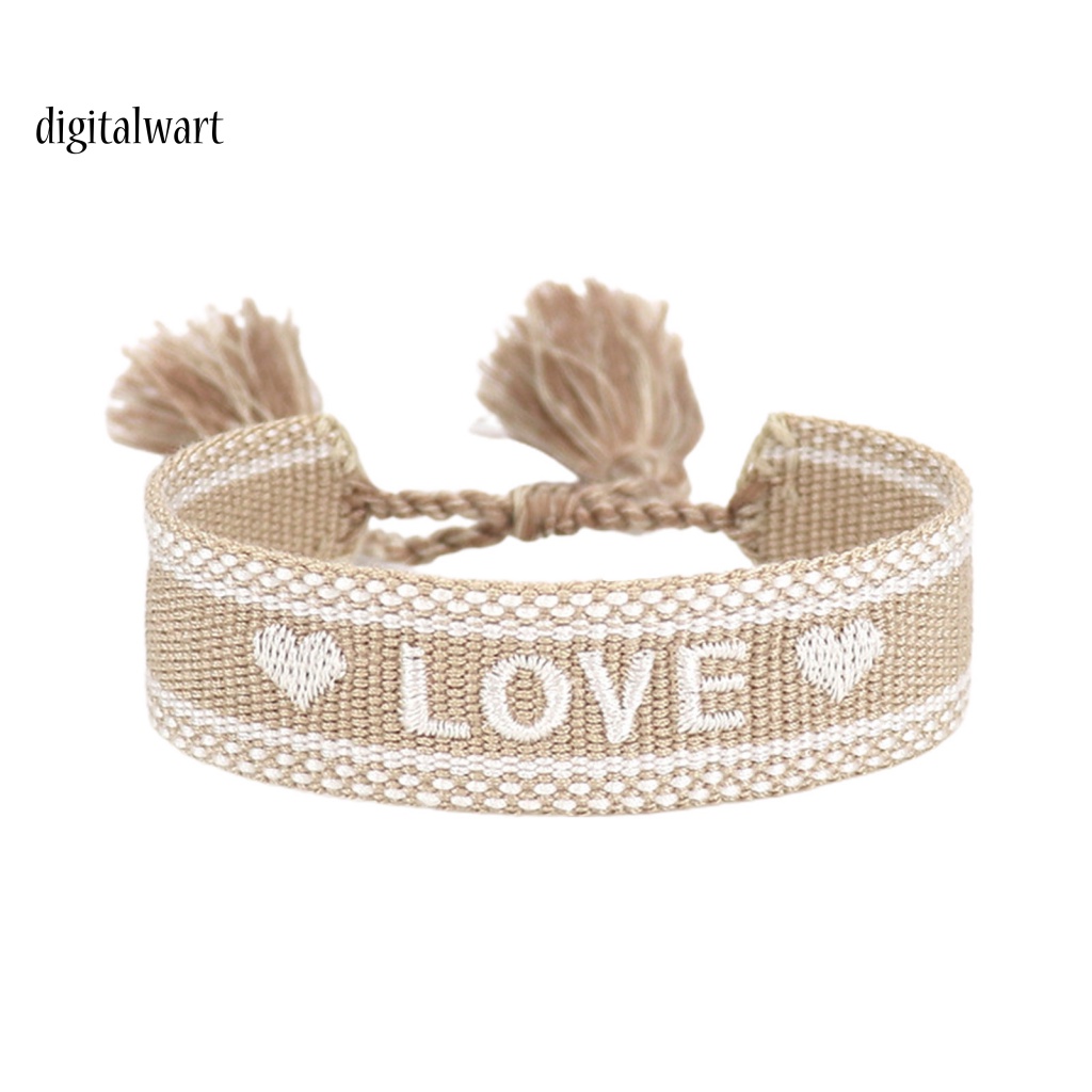 Kỹ Thuật Số| Vòng Đeo Tay Dạng Quấn Thêu Chữ n Phối Dây Tua Rua Tinh Tế Thời Trang Cho Bạn Bè