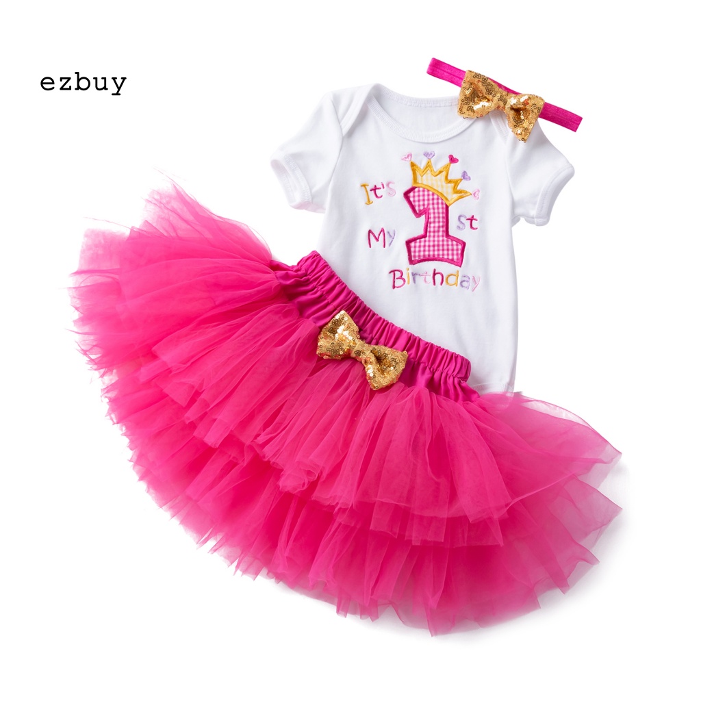 Bộ 3 Món Áo Liền Quần + Chân Váy + Băng Đô Mềm Mại Thời Trang Cho Bé Gái