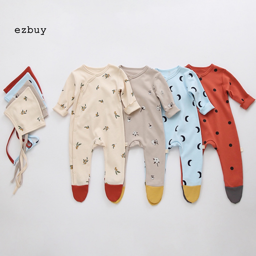 [EY] Áo Liền Quần Bằng Cotton Thiết Kế Hở Toàn Diện Chống Phai Màu In Họa Tiết Cây Cối / Mặt