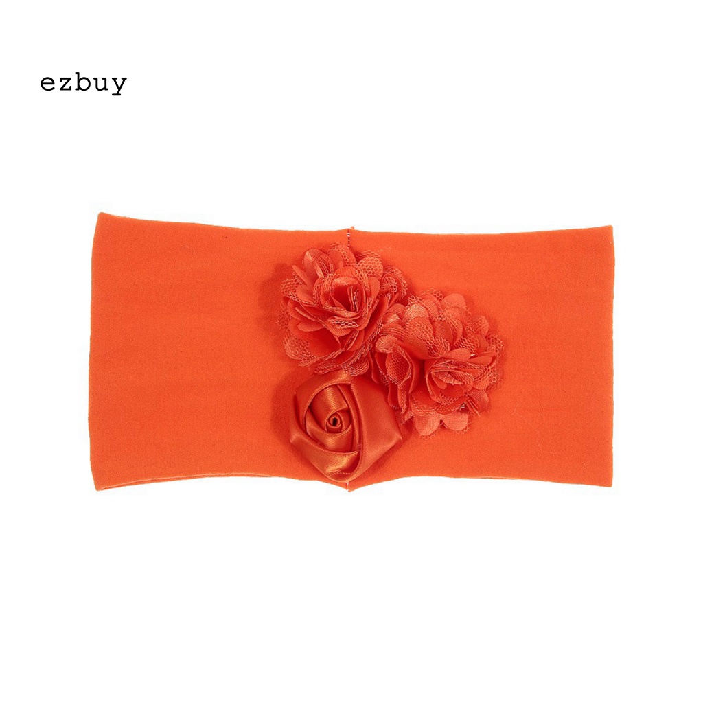 Băng Đô Hoa Hồng Vải Bản Rộng Co Giãn Trang Trí Dành Cho Bé Gái