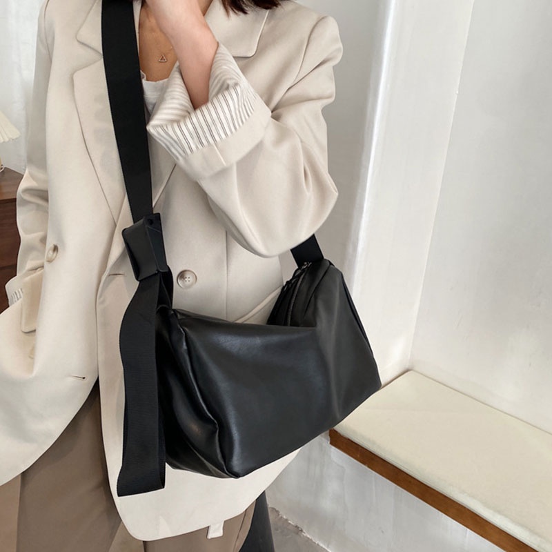 MISCHA Túi Đeo Vai Cỡ Lớn Mềm Mại Thiết Kế Đơn Giản Phong Cách Retro Cho Nữ