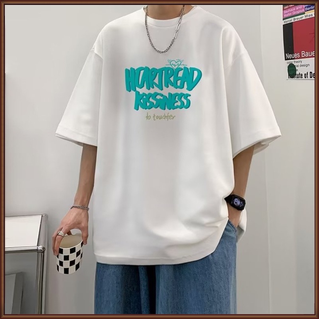 Áo Thun Tay Ngắn Cổ Tròn Dáng Rộng In Chữ Thời Trang Mùa Hè Cho Nam