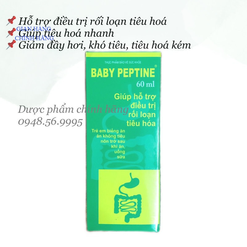 Siro giảm nôn trớ BABY PEPTINE lọ 60ml- Hỗ trợ giảm rối loạn tiêu hóa, đầy bụng, khó tiêu, nôn trớ, biếng ăn ở trẻ em