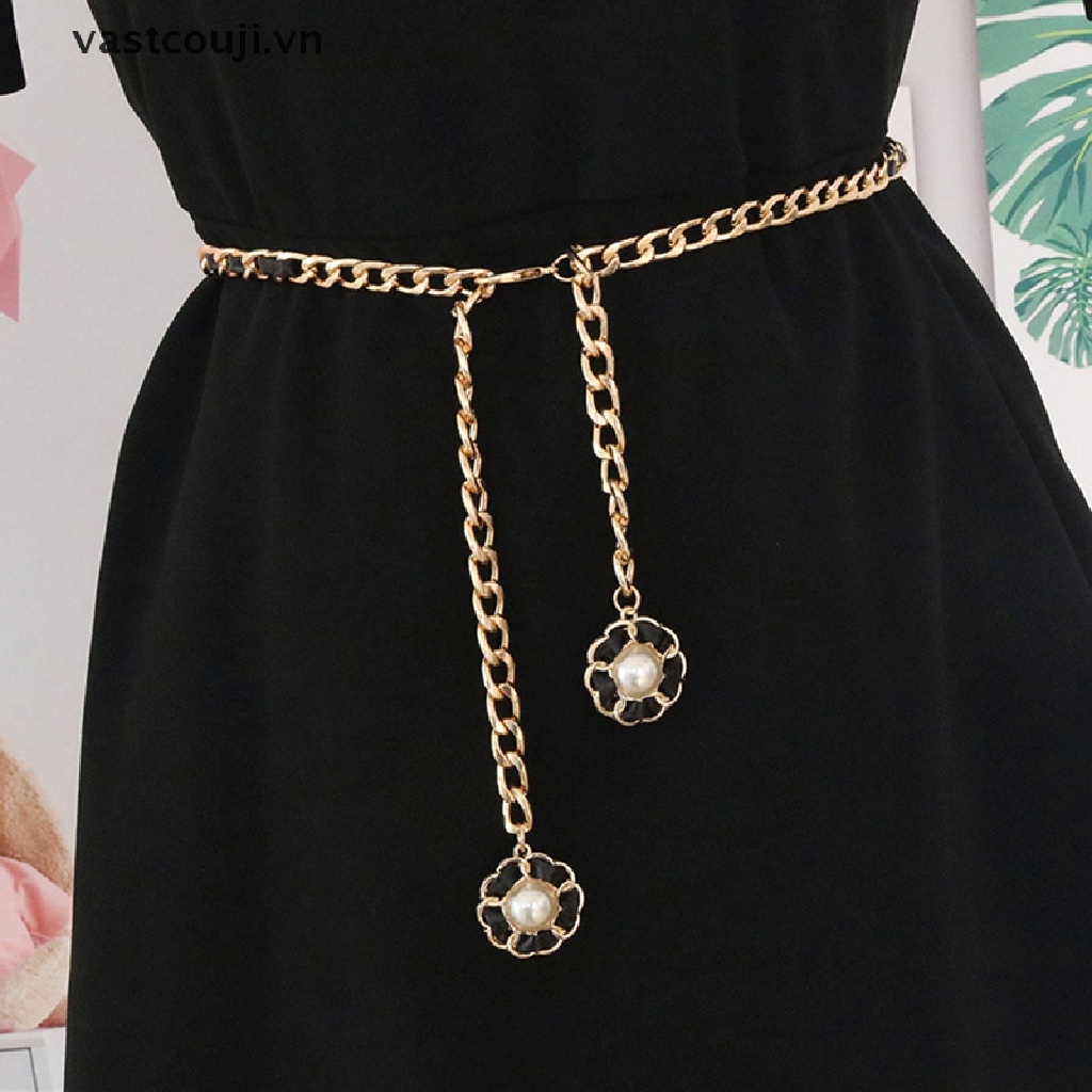 Thắt Lưng Dây Xích Kim Loại Màu Vàng Kim Phong Cách Punk Cá Tính Cho Nữ