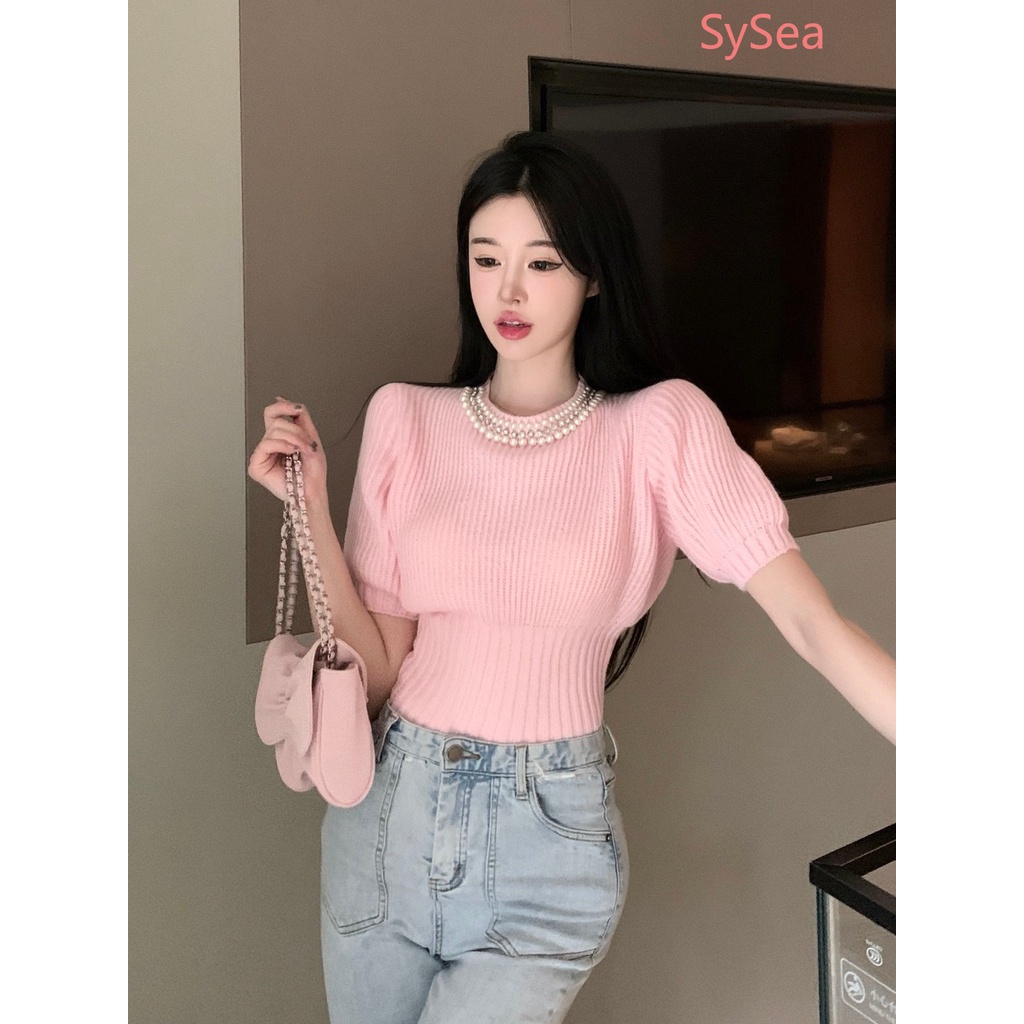 Áo Dệt Kim Tay Phồng Thời Trang Mùa Hè Hàn Quốc Dành Cho Nữ