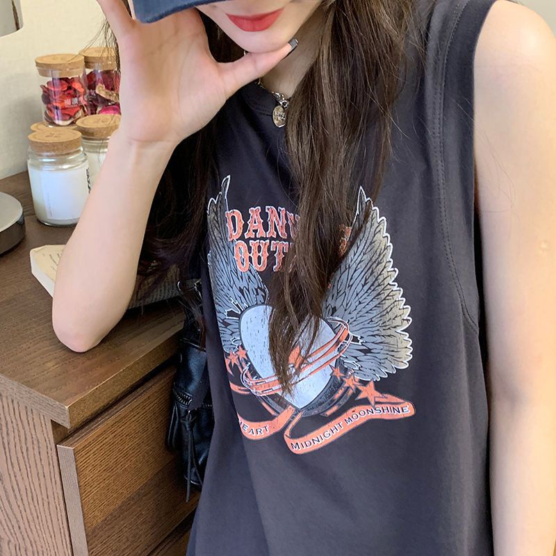 COZOK Đầm Lửng Không Tay Dáng Rộng In Họa Tiết Thời Trang Gợi Cảm Dành Cho Nữ