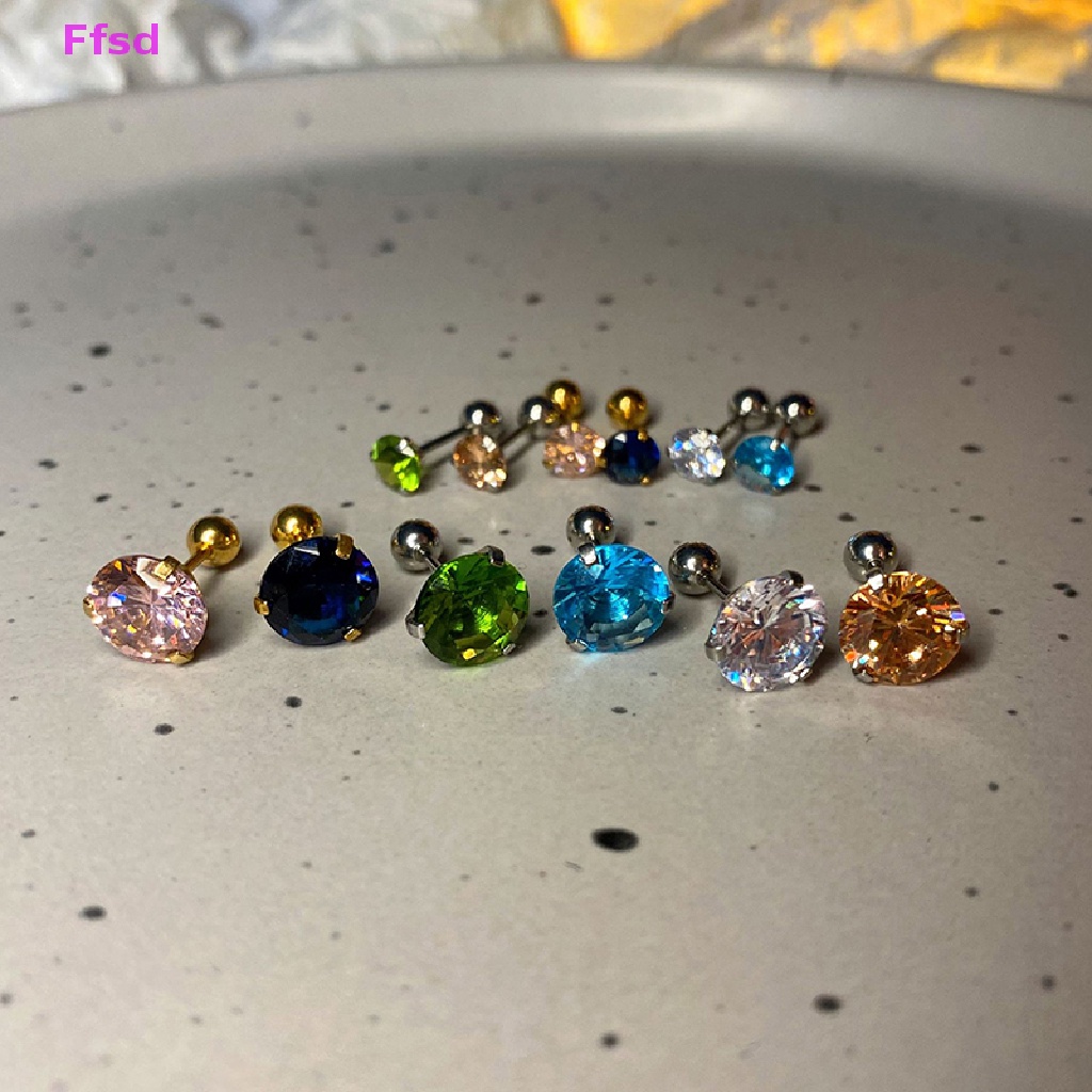 1 Khuyên Tai Đính Đá Zircon 5 / 8mm Thời Trang Cho Nữ