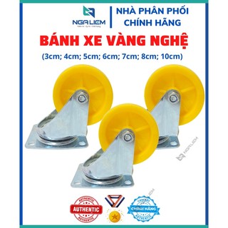 Bánh xe vàng nghệ 3cm, 4cm, 5cm, 6cm, 7cm, 8cm, 10cm - 2 vòng không khóa