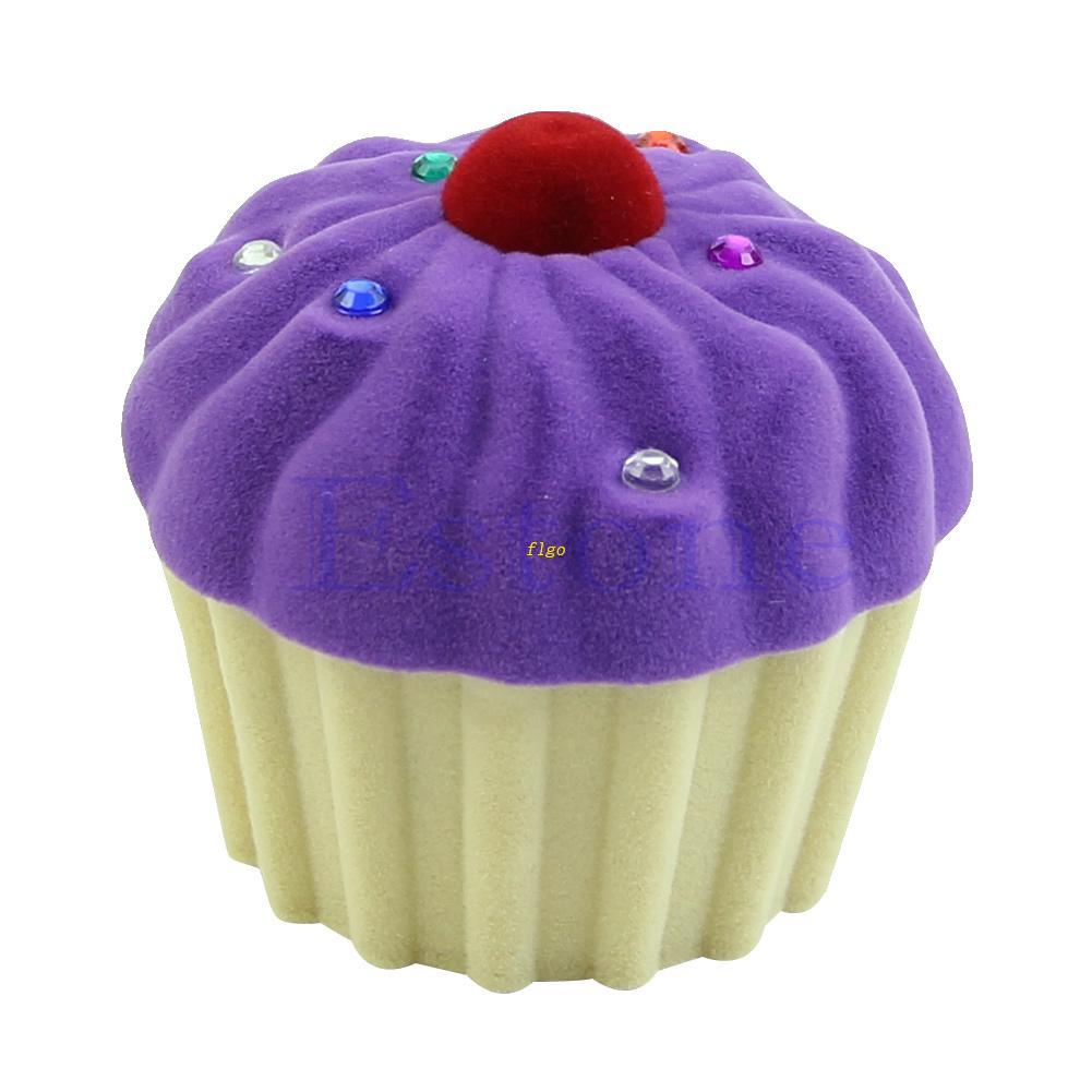 Flgo Hộp Đựng Trang Sức Bằng Nhung Hình Bánh Cupcake Đáng Yêu Ốp