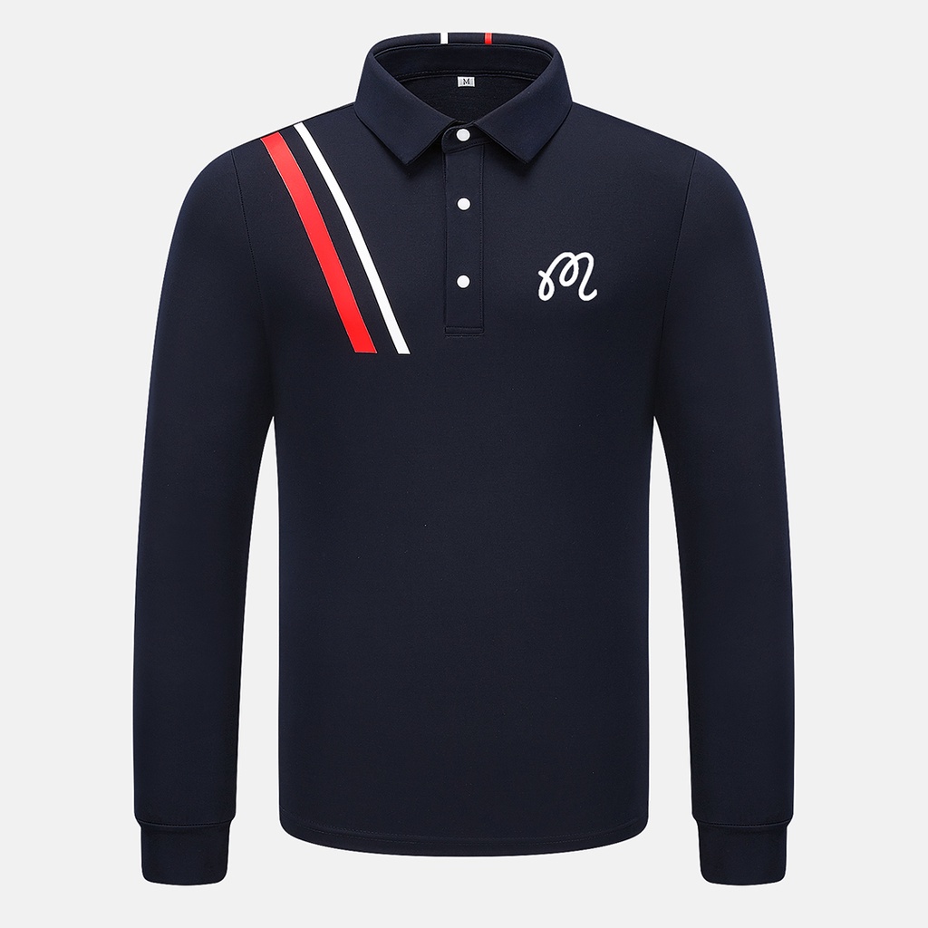Hàn quốc hàn quốc Áo polo dài tay áo thun nam mùa thu và mùa đông thoải mái thể thao Áo polo quần áo golf nam quick-drying jersey