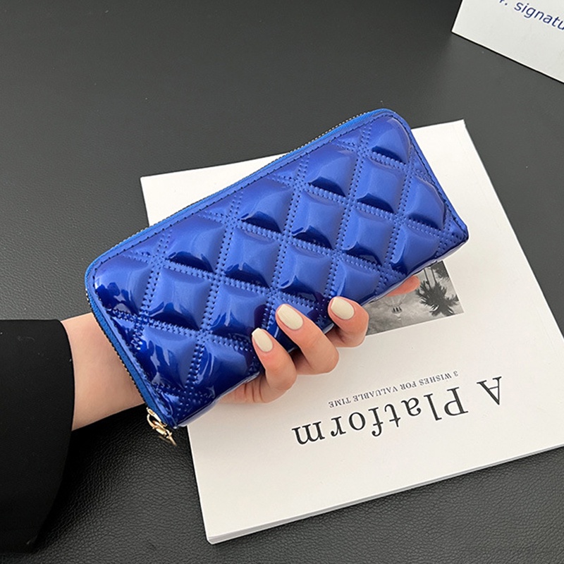 Ví Cầm Tay Nhiều Ngăn Họa Tiết Hình Thoi Đơn Giản Cho Nữ