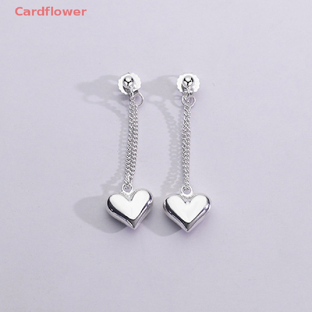 < Cardflower > Khuyên Tai Tua Rua Hình Trái Tim Trái Tim Màu Bạc Không Dị Ứng Thời Trang Vintage Dành Cho Nữ
