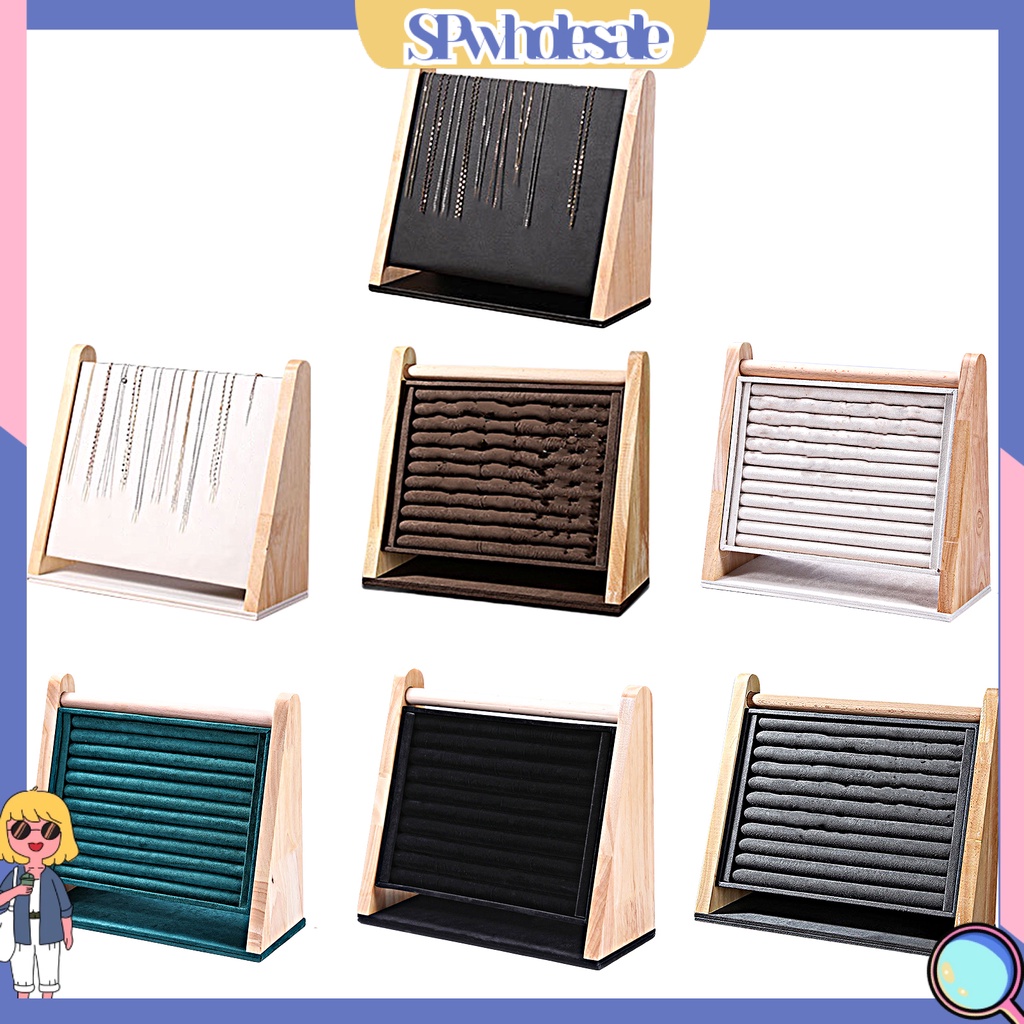 <SPwholesale> Giá Đựng Trang Sức Sức Sức Chứa Lớn Bằng Da Lộn Giả Chống Ăn Mòn Đa Chức Năng Không Phai Màu Đế Mềm Bằng Gỗ