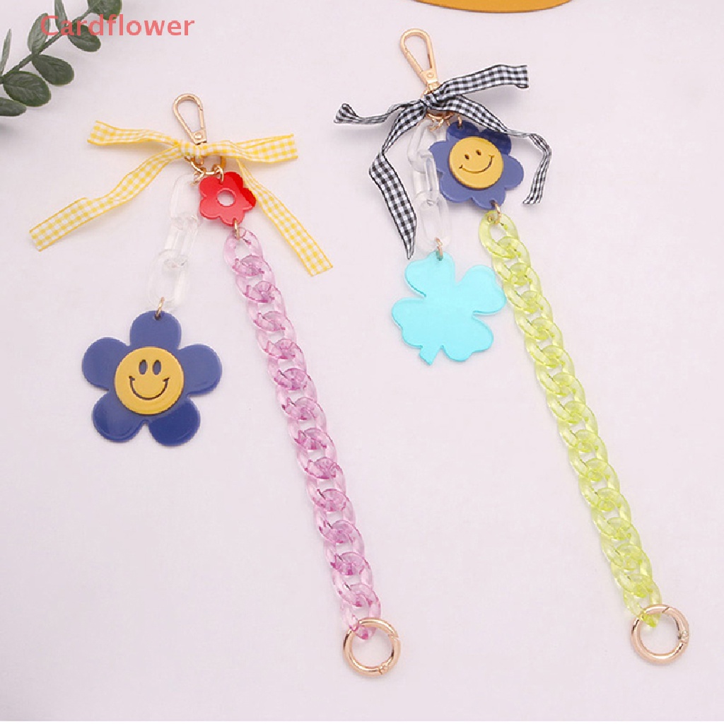 Móc Khóa Hình Hoa Hướng Dương / Mặt Cười / Nơ Bằng Acrylic Dễ Thương Mới