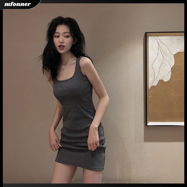 Đầm Midi Không Tay Dáng Ôm Màu Sắc Đơn Giản Thanh Lịch Dành Cho Nữ