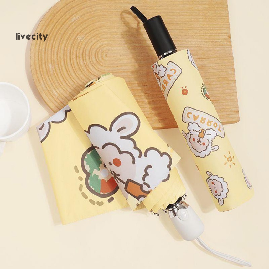 1 Bộ Dù Che Nắng Ngoài Trời Bằng Vinyl Nhỏ Gọn Bỏ Túi Hình Củ Cà Rốt / Cừu Đỏ