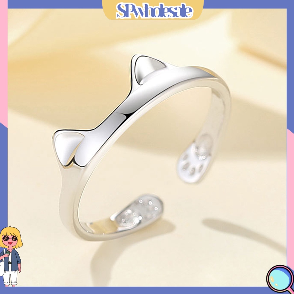 <SPwholesale> Nhẫn Hở Mạ Trang Sức Hình Tai Mèo Có Thể Điều Chỉnh Trang Sức Hàng Ngày Cho Cặp Đôi