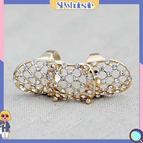 <SPwholesale> Nhẫn Đeo Khớp Ngón Tay Dạng Lưới Dài Đính Đá Thời Trang Punk Cho Nữ