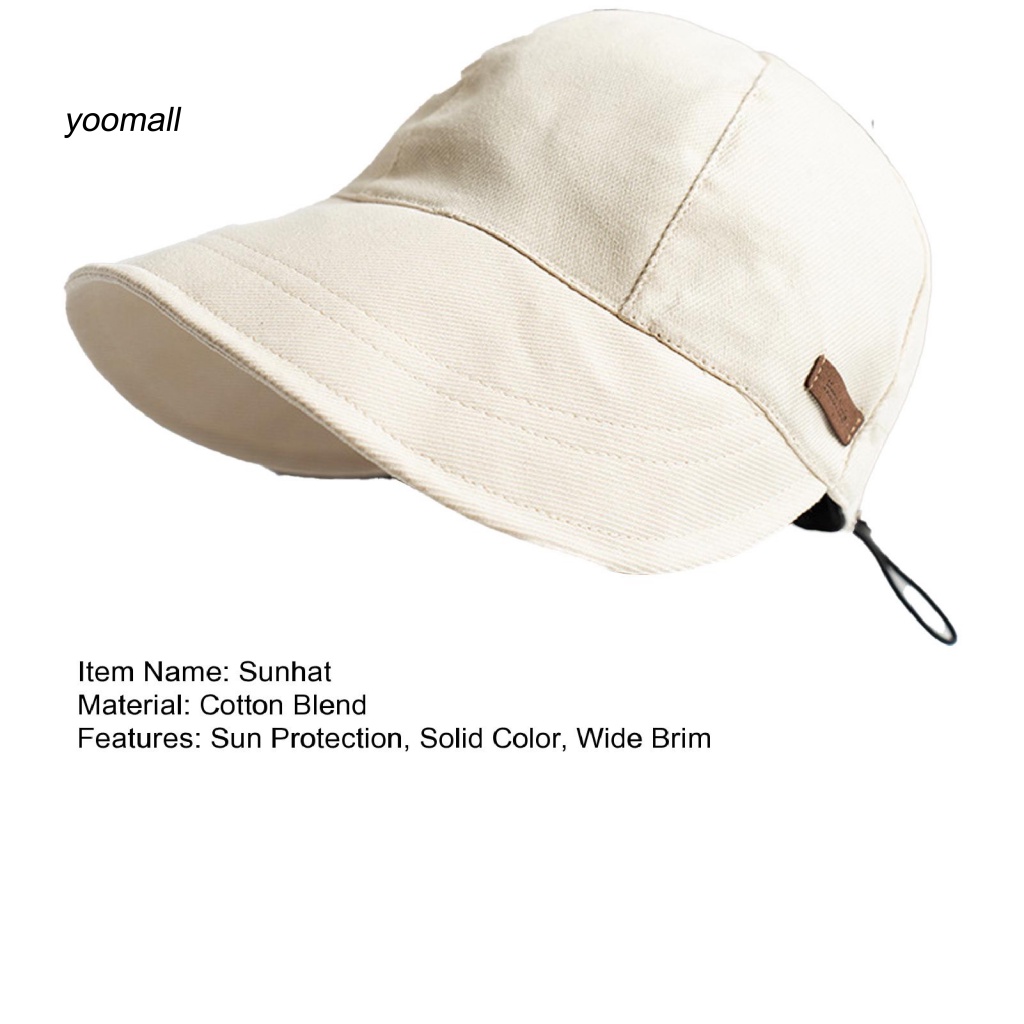 / Yo / Mũ Tai Bèo Rộng Vành Che Nắng Màu Trơn Có Thể Gấp Gọn Dùng Ngoài Trời