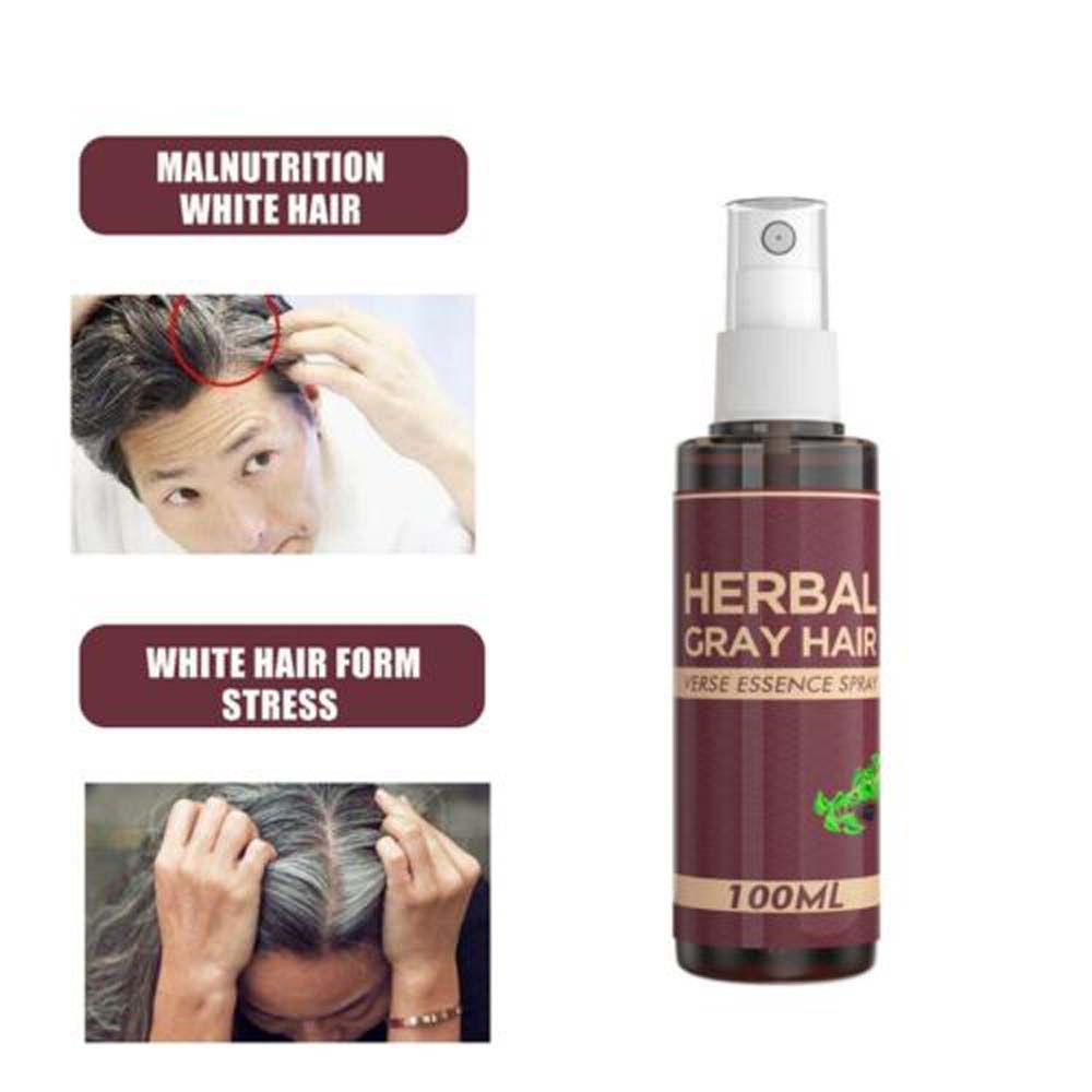 100ml Herbal Gray Hair Reverse Essence Spray Restore Black Hair Serum Oil