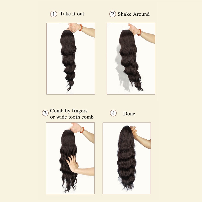 Ygt Tóc Giả Đuôi Ngựa Dài Gợn Sóng Bằng Sợi Tổng Hợp Màu Đen Dành Cho Nữ