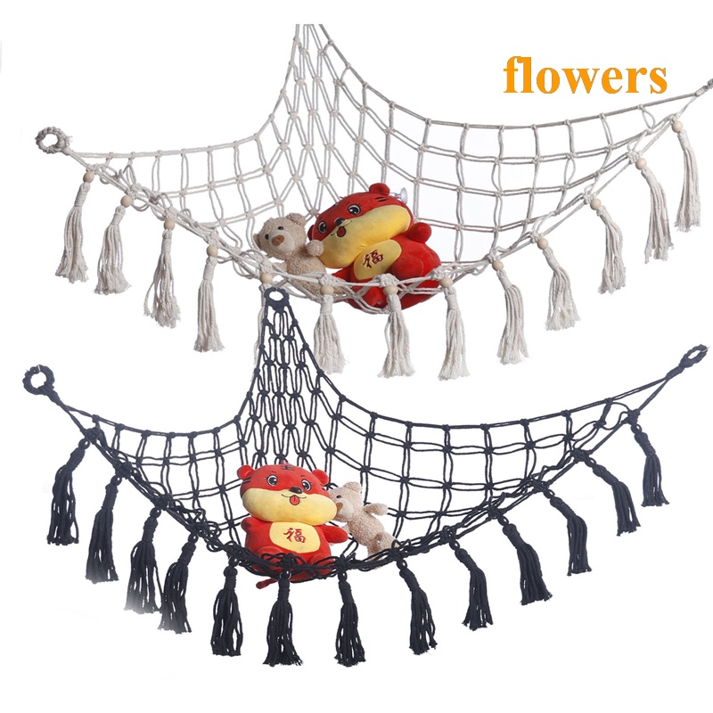 Võng Lưới Đựng Đồ chơi nhồi bông Phong Cách Boho Treo Góc Tường Tiện Dụng