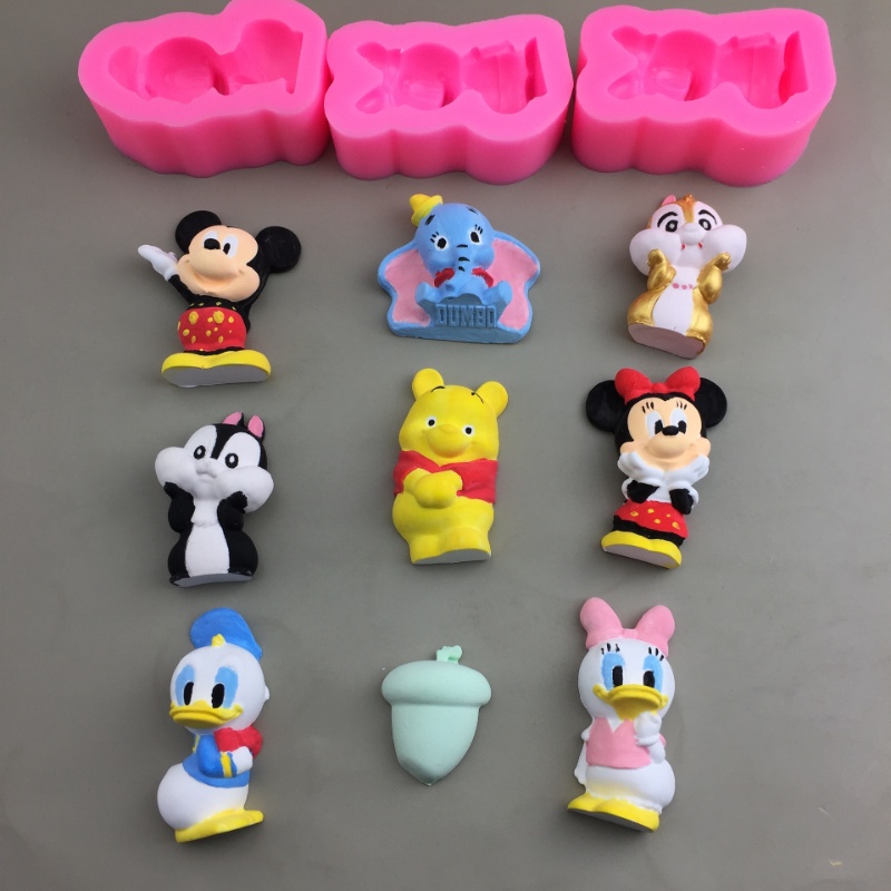 Khuôn Silicon Làm Xà Phòng / Nến Hình Động Vật Hoạt Hình Michimini Donald Chip Dale Dumbo Cho Xe Hơi