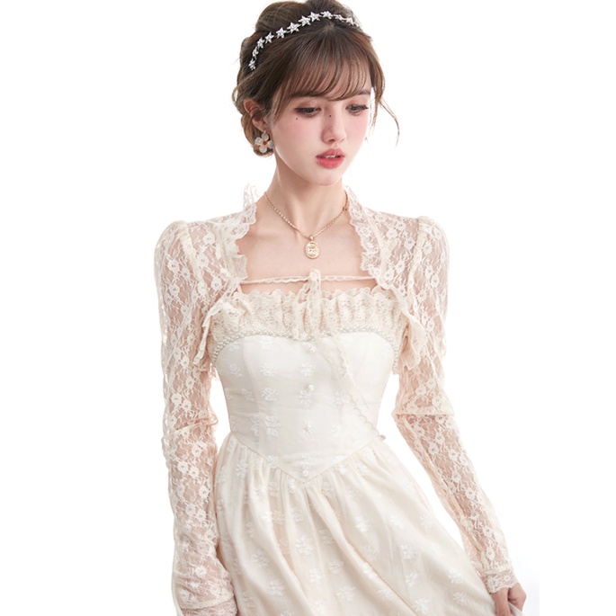 Đầm Sườn Xám Mỏng Phối Áo Choàng Ren Thời Trang Mùa Hè Dành Cho Nữ