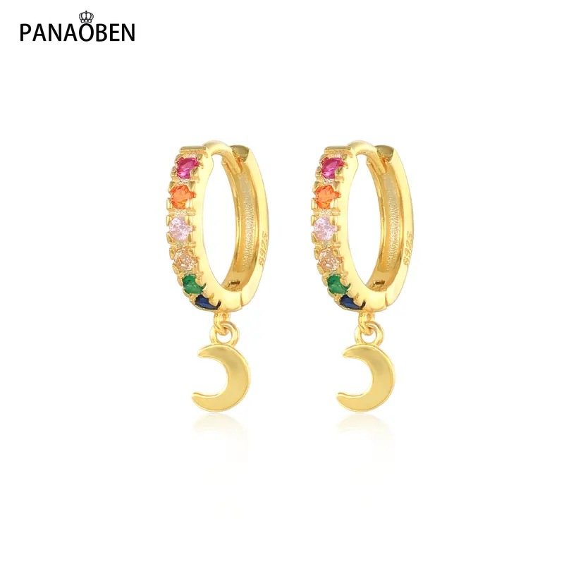 ♥ Khuyên Tai Niche Đính Đá Zircon Nhiều Màu Sắc Cá Tính Không Cần Bấm Lỗ Tai