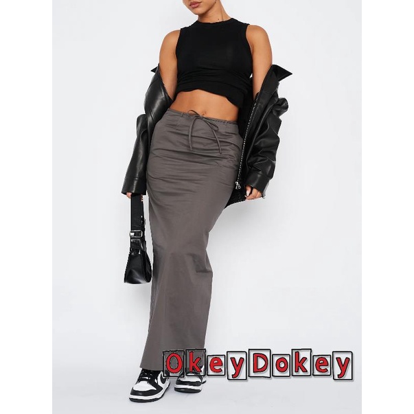 Chân Váy Lưng Cao Y2K Màu Trơn Thời Trang Mùa Hè Cho Nữ