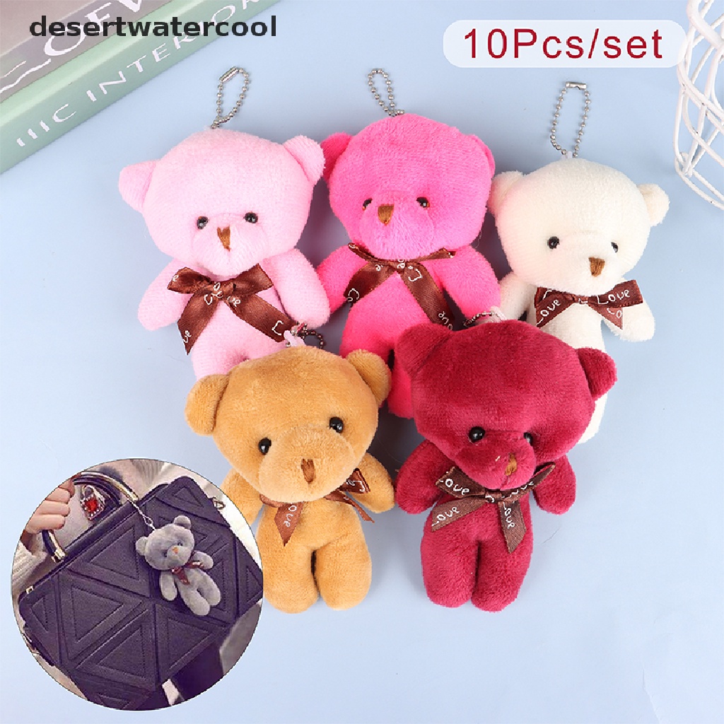 Set 10 Gấu Bông Mini 12cm Mềm Mại Trang Trí Bó Hoa / Móc Khóa