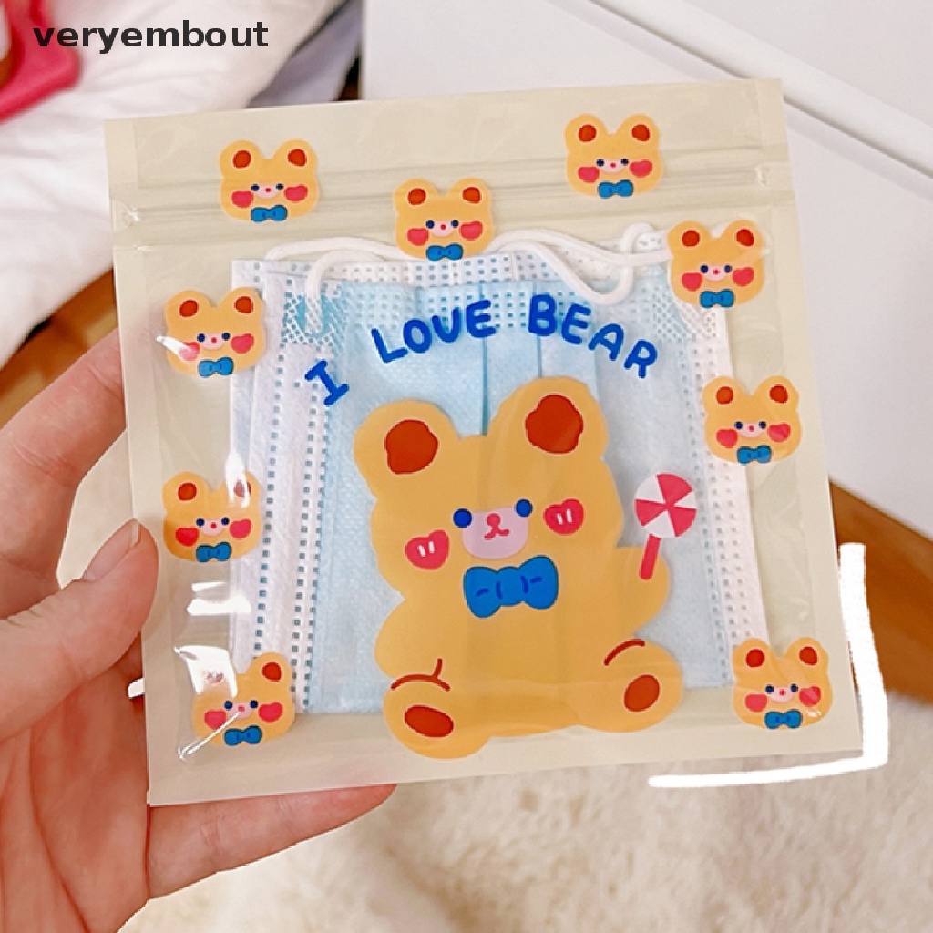 Set 10 Túi Zip Đựng Bánh Kẹo Bằng Poly Trong Suốt In Họa Tiết Thỏ / Gấu Hoạt Hình Trang Trí Tiệc Cưới / Sinh Nhật