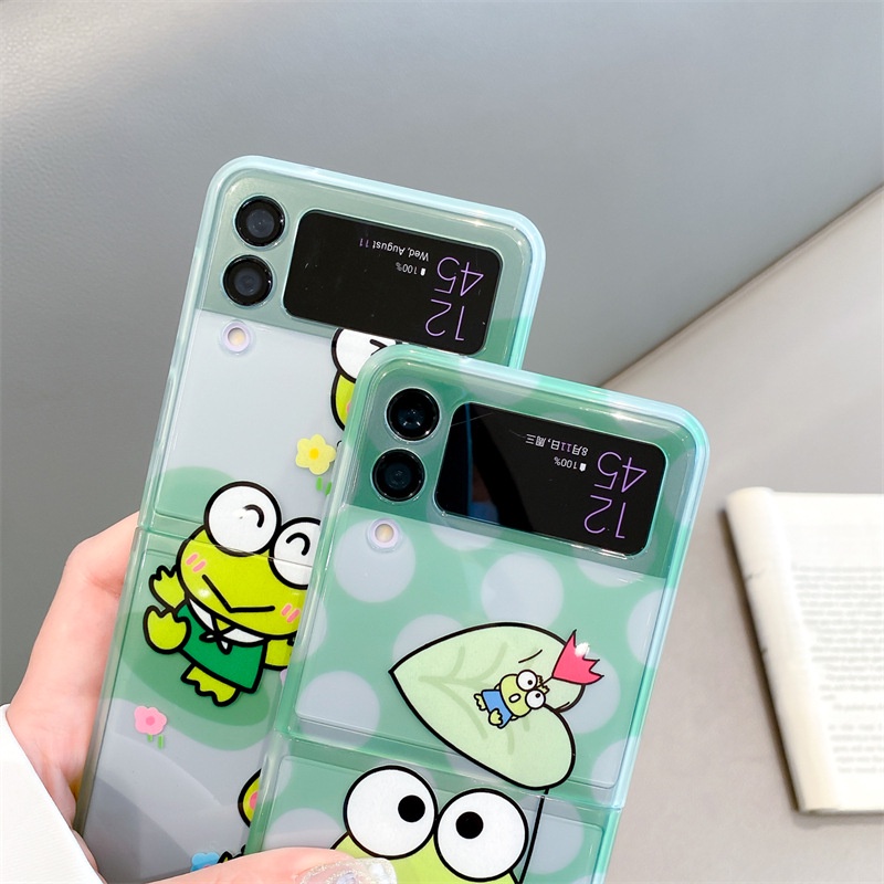 Ốp Điện Thoại PC Cứng Hoạt Hình Kero Kero Keroppi Cho Samsung Galaxy Z Flip 3 Z Flip 4 W23 ZFlip3 ZFlip4