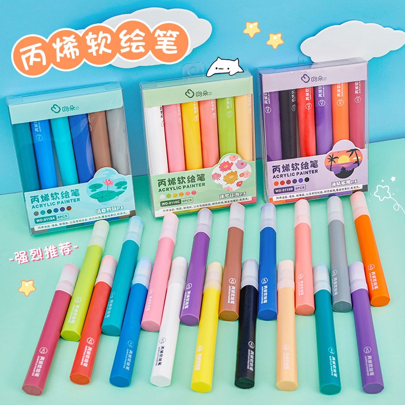 Bộ Bút Vẽ Graffiti Màu Acrylic Mềm Mại Nhanh Khô Chống Thấm Nước DIY