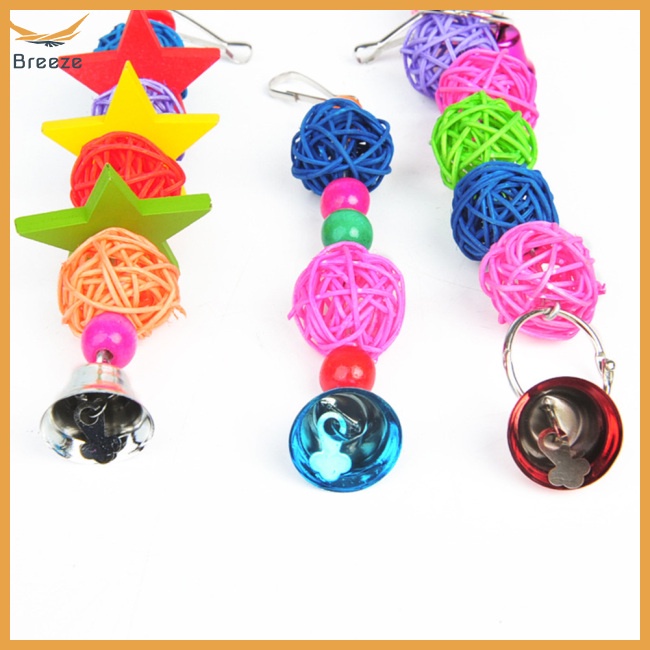 Đồ Chơi Nhai Gặm Bằng Gỗ Có Chuông Vui Nhộn Cho Vẹt