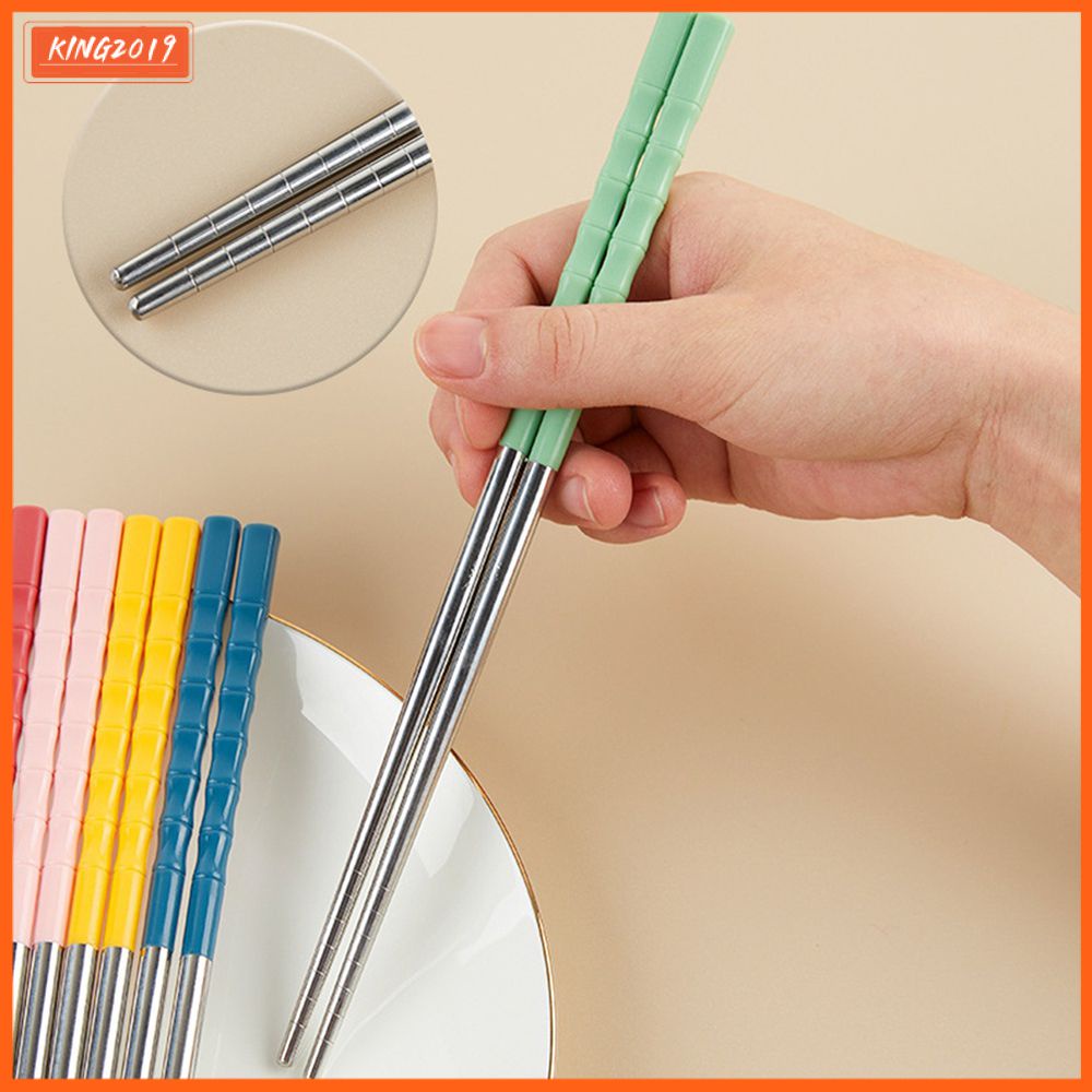 Đôi Đũa Inox 304 Chống Trượt Chịu Nhiệt Độ Cao 5 Màu Sắc Lựa Chọn