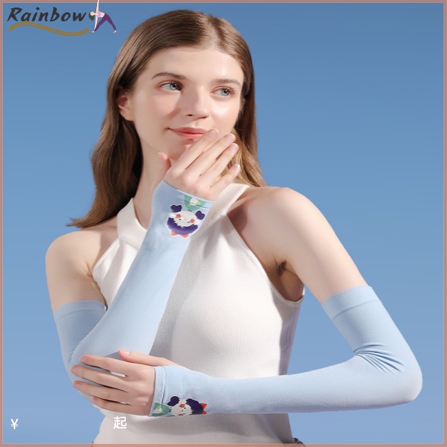 1 Cặp Ống Tay Áo Bằng Lụa Lạnh Chống Tia Cực Tím In Họa Tiết Hoạt Hình Dành Cho Hoạt Động Ngoài Trời