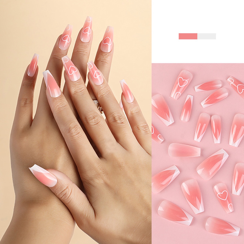 Hộp 24 Móng Tay Giả Hình Chữ T Bằng Nhựa ABS Có Thể Tháo Rời