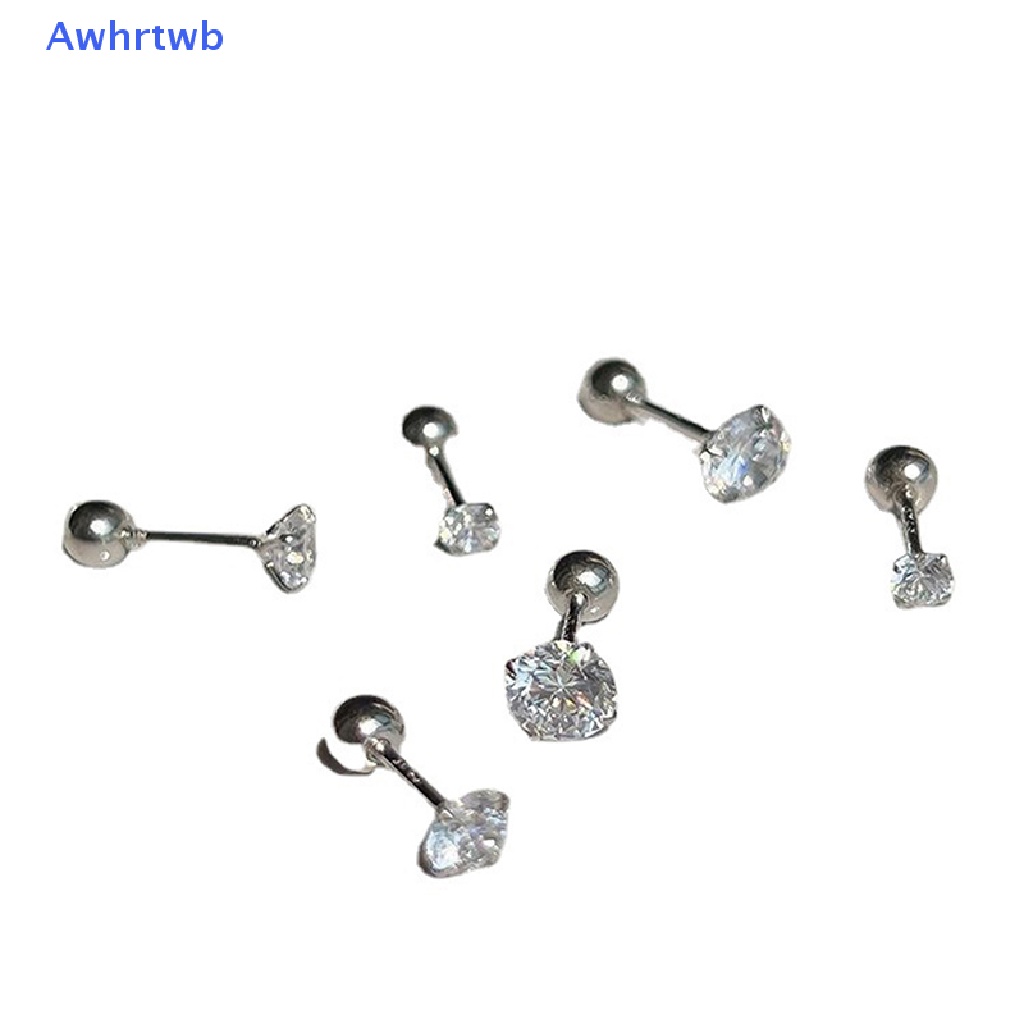 1 Đôi Khuyên Tai 3 / 4 / 5mm Bằng Thép Không Gỉ Đính Đá Zircon Thời Trang Dành Cho Nữ Mới
