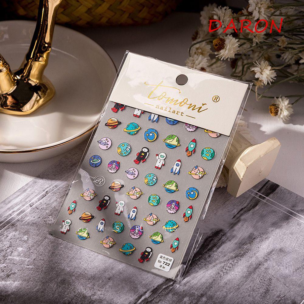 Miếng Dán Trang Trí Móng Tay Tự Dính Họa Tiết Hành Tinh Hoạt Hình Màu Xanh Dương DIY