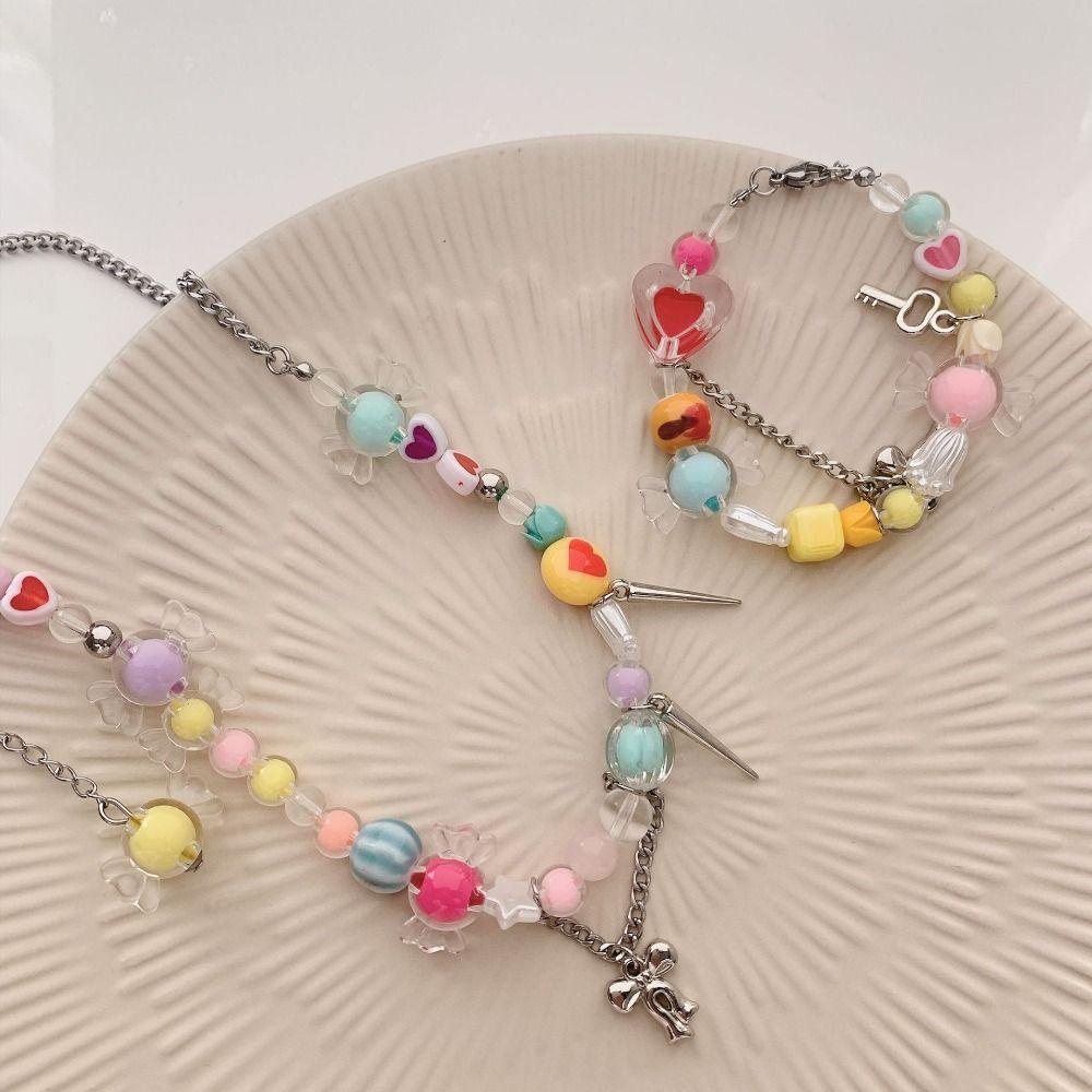 Vòng Tay Chuỗi Hạt Nhiều Màu Tùy Chỉnh Phong Cách Hàn Quốc Độc Đáo DIY