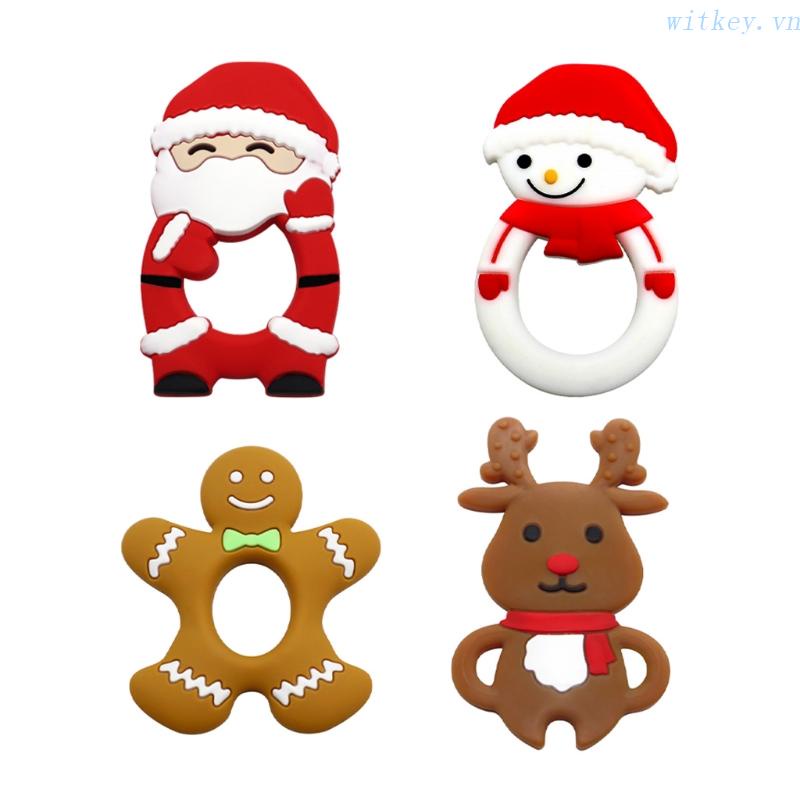 Đồ Chơi Ngậm Nướu Mini Không Độc Hại Phong Cách Giáng Sinh Dễ Thương Cho Bé Trên 3 Tháng Tuổi